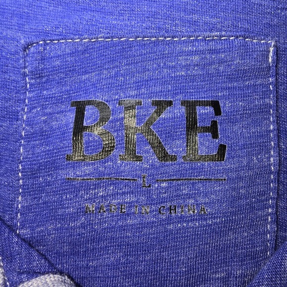 BKE Men's Blue Marled Slub Polo Shirt L Contrast Stitch Casual Preppy Golf - Picture 3 of 7